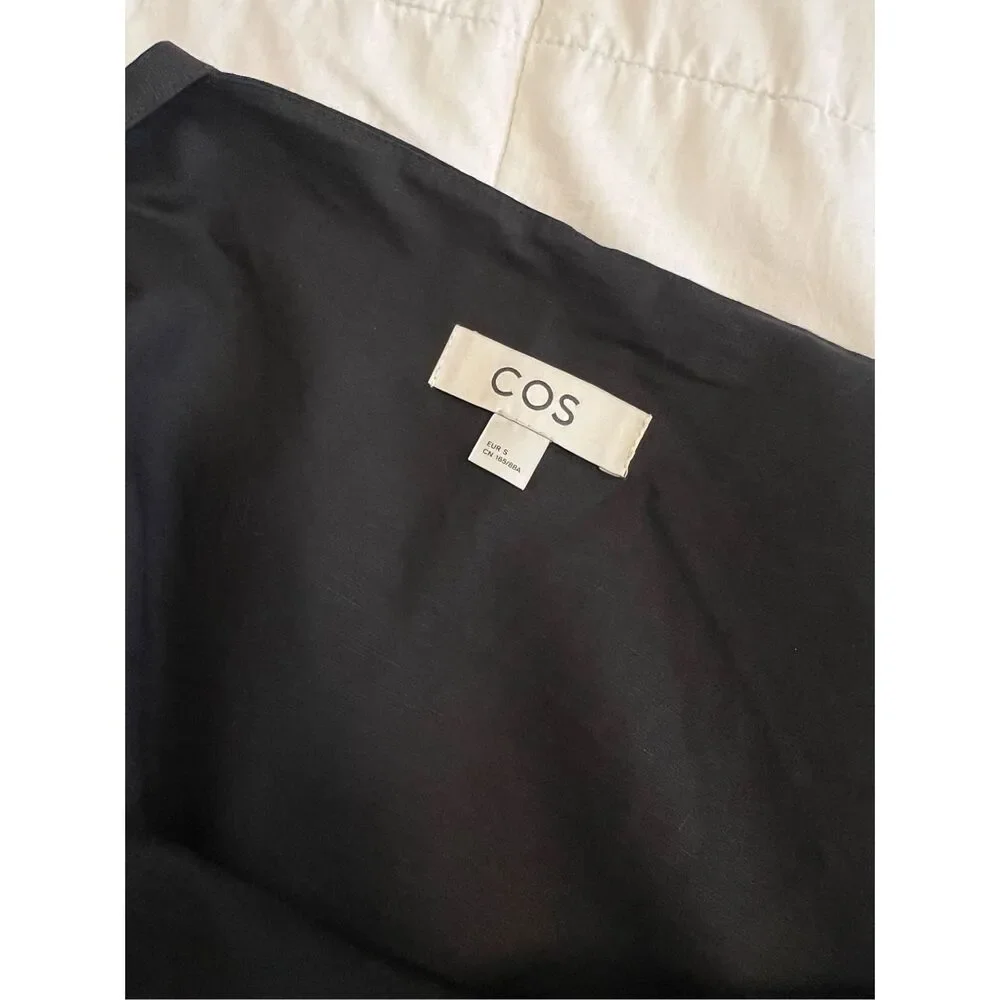 COS Black Tie-Shoulder Linen Blend Romper